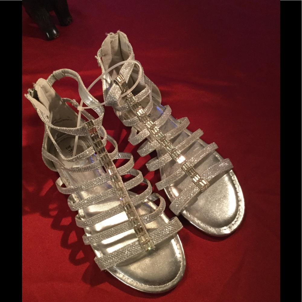 New Bamboo Silver Bling gladiator sandals, Sz 10
